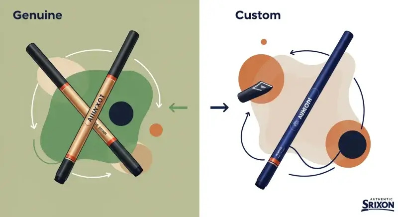 【2024年完全版】スリクソン ドライバー徹底比較・選び方・クーポン最安値ガイド|ZXi・ZX5・カスタムシャフトまで全網羅! 5 明るい雰囲気の中で純正とカスタムの違いを抽象イラスト化。ブランドロゴは忠実に配置。